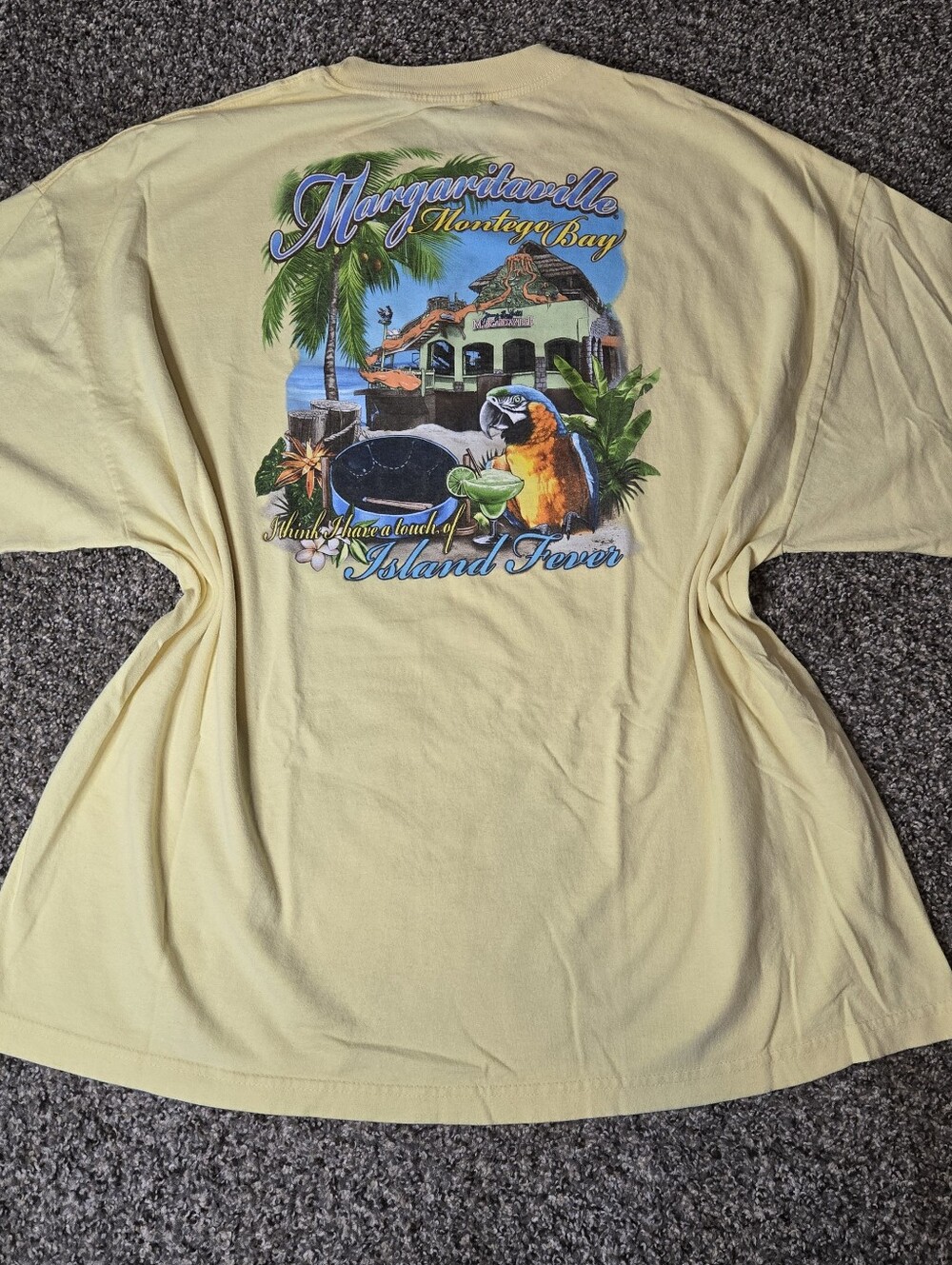 Jimmy Buffett Margaritaville Montego Bay Jamaica Tropical Beach Yellow Tee 3X